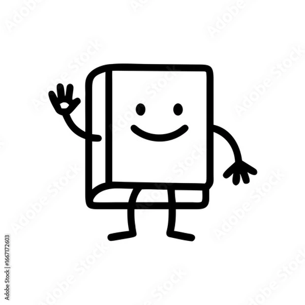 Fototapeta Book Mascot. Friendly doodle character for learning projects