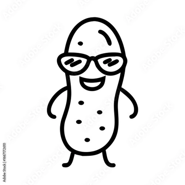 Fototapeta Cool Cucumber Mascot. Funny vegetable character with sunglasses