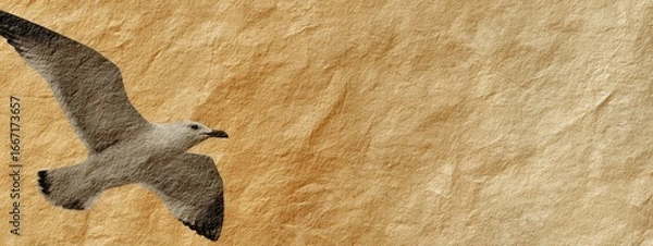 Obraz Bird in flight against textured golden backdrop