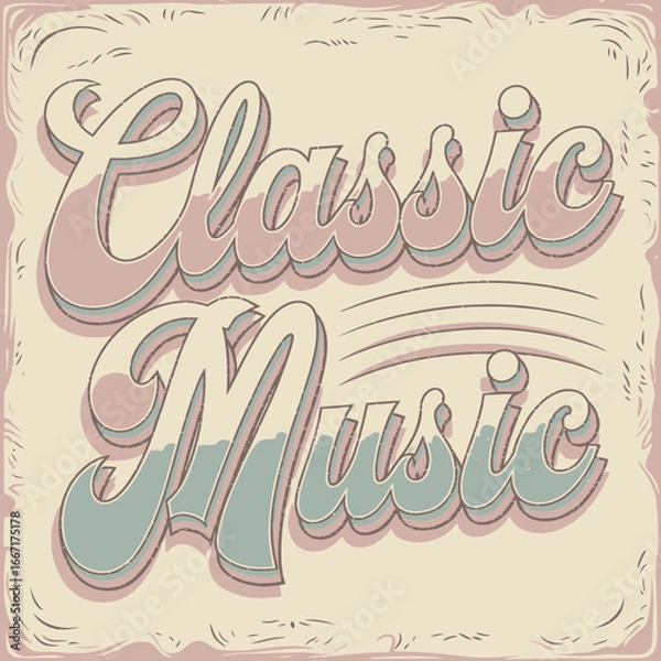 Fototapeta 2d vector illustration art Retro music guitar with symbol and rock music with colorful background, Summer t shirt 
