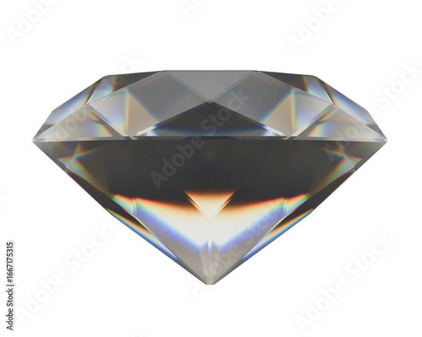 Fototapeta 3d rendering Shiny cut diamond gemstone isolated on transparent background, representing luxury, wealth, clarity, brilliance, and elegance. Ideal for jewelry, gem, and wealth concepts.
