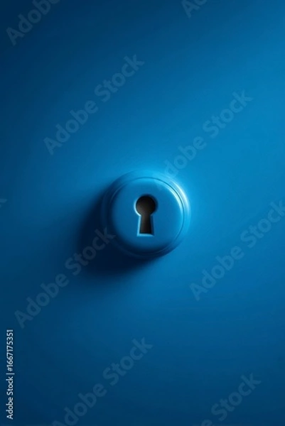 Obraz Blue Keyhole on Bright Surface with Soft Shadows