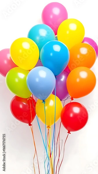 Fototapeta Vibrant and Festive Collection of Balloons in a Variety of Colors Displaying a Cheerful and Celebratory Mood for a Birthday