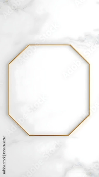 Fototapeta Elegant Golden Octagon Frame on Marble Background Luxury Design for Invitations and Creative Projects