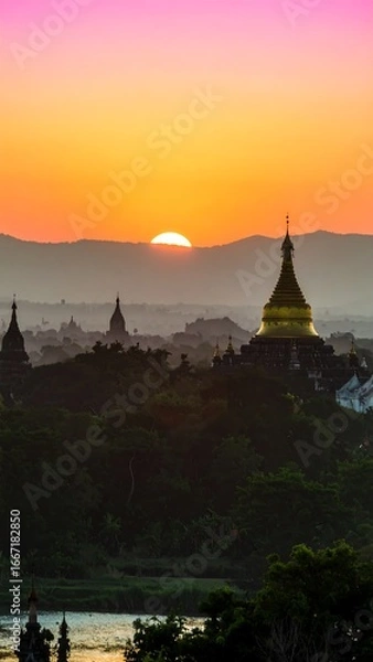 Fototapeta Sunset over ancient temples