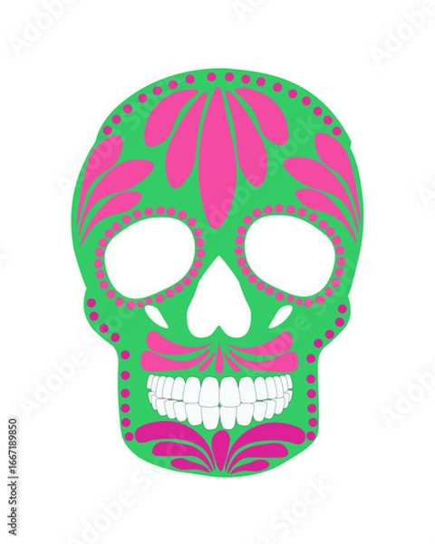 Fototapeta Day of the Dead festive skull with swirls patterns, symbol for the traditional Mexican holiday