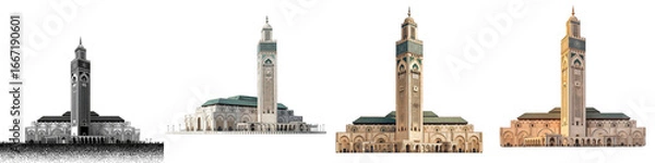 Fototapeta Hassan II Mosque architectural masterpiece panoramic view on transparent background