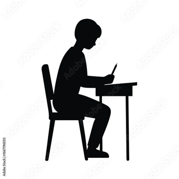 Fototapeta silhouette of intern writing notes in class 