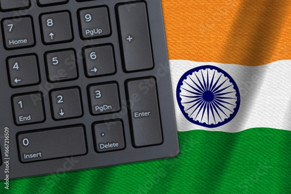 Fototapeta Computer keyboard on an Indian flag