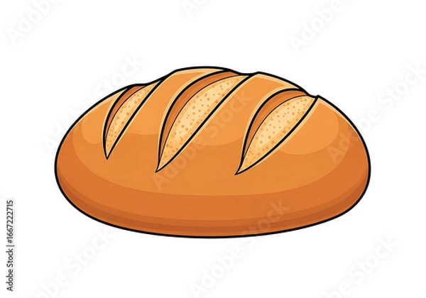 Fototapeta A simple, yet detailed illustration of a loaf of artisan bread against a dark background.