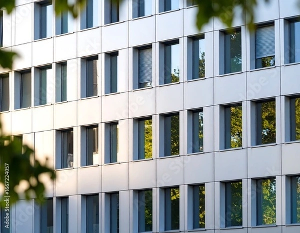 Fototapeta Modern office building facade with many windows