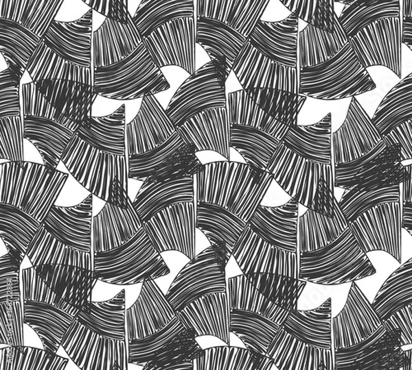 Fototapeta Wavy trapezoids black on white