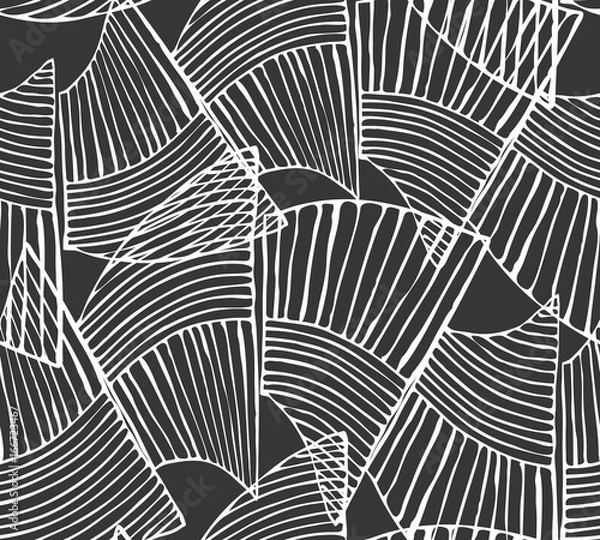 Fototapeta Wavy trapezoids white on black