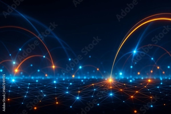 Obraz Neon Triangles and Grid Design