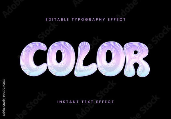 Fototapeta Colorful Chrome Font Iridescent Glossy Balloon Text Effect