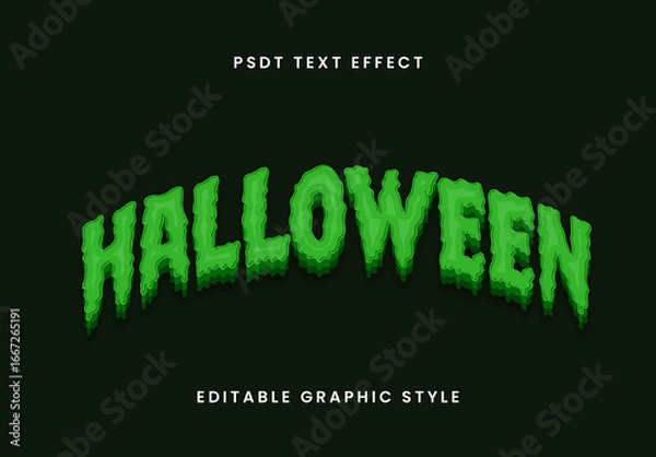 Fototapeta Green And Black Halloween Font Slime Horror Melting Distorted Text Effect