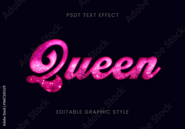 Fototapeta Pink Princess Modern Calligraphy Font Sparkle Glam Glitter Text Effect