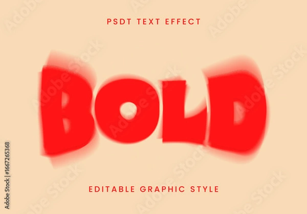Fototapeta Red Bold Blurred Font Cartoon Funny Text Effect