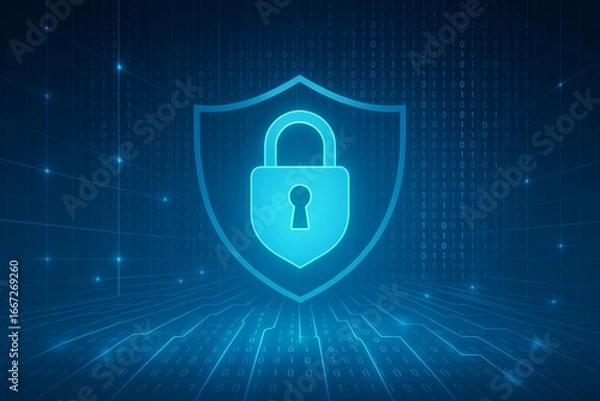 Obraz Cybersecurity Lock Shield Concept
