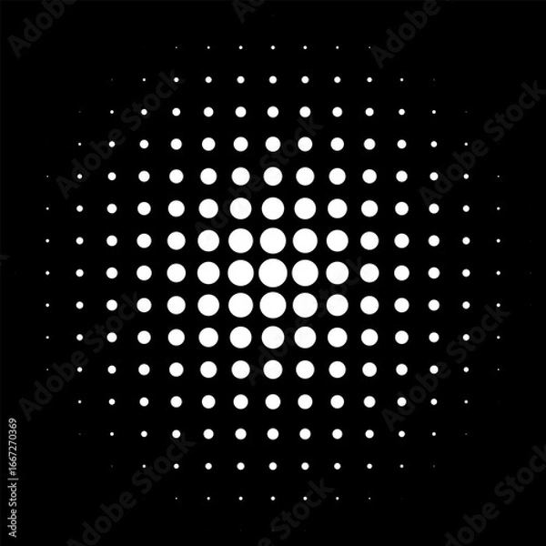 Fototapeta Pop art comic style dotted circle halftone pattern. Abstract dotted circles, round halftones geometric dots, pop art texture. Illustration halftone effect round shape.