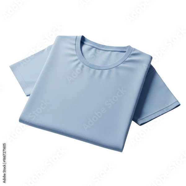Obraz Light blue short sleeve t-shirt folded for presentation and retail display transparent background