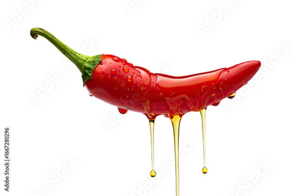 Obraz Floating red chili pepper with Dipped Golden Honey isolated on a transparent background png