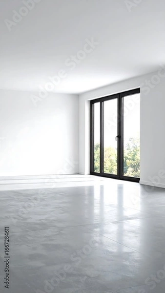 Obraz Empty room with large window, modern design
