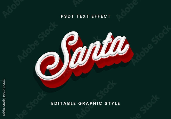 Fototapeta Red And White Christmas Font 3D Script Retro Text Effect