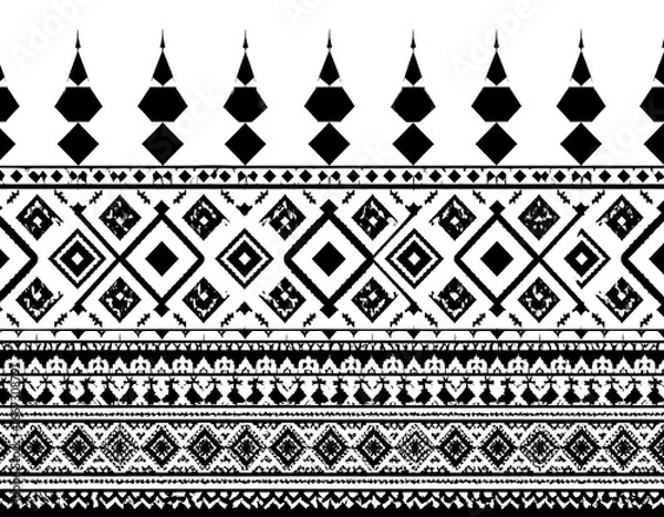 Obraz Ethnic border design with geometric patterns