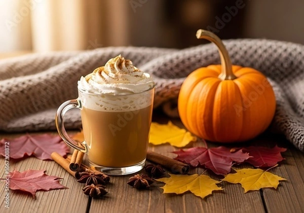 Fototapeta Autumn Pumpkin Spice Latte.