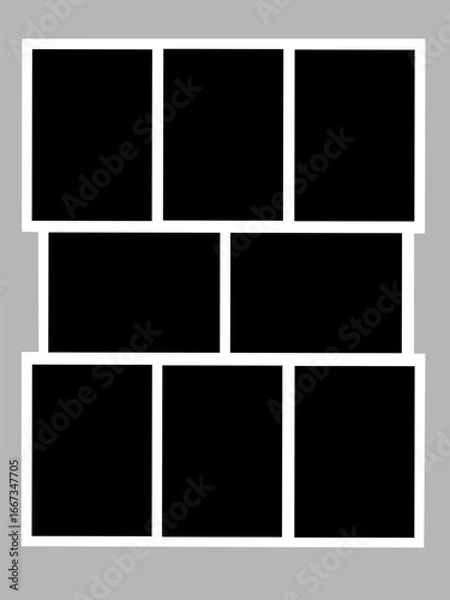 Obraz Photo collage with eight blank vector frames for visual storytelling
