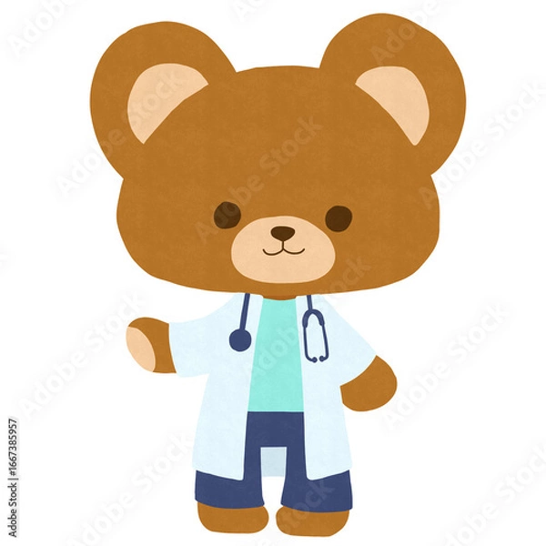 Obraz 白衣を着たクマのイラスト