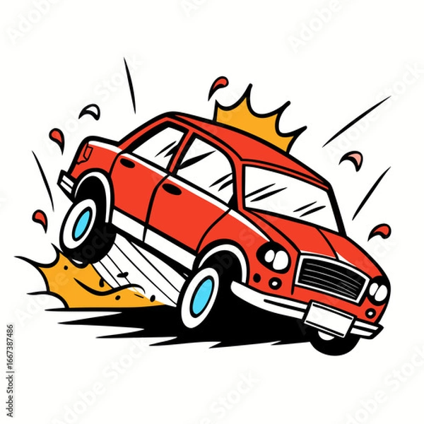 Obraz red car crash vector illustration