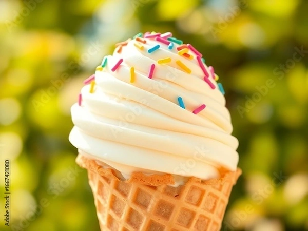 Obraz Sweet Treat: A Close-up of an Ice Cream Cone with a Twist