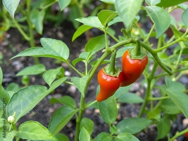 Obraz Vibrant Red Chili Peppers on Plant