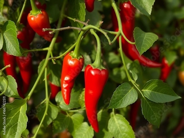 Obraz Vibrant Pepper Plants in a Field