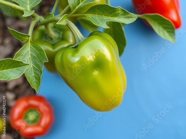 Obraz red and green bell peppers