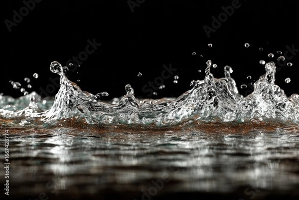 Fototapeta Water splash close-up on dark background