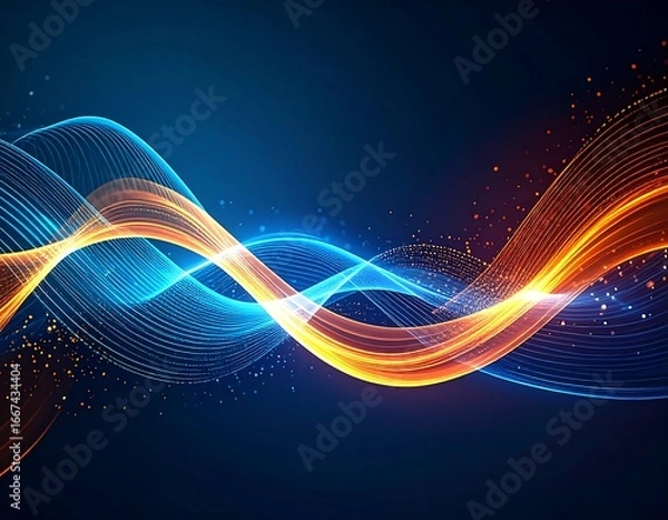 Fototapeta Abstract wavy lines in blue and orange
