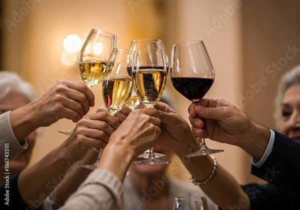 Fototapeta 祝杯を挙げる人たち