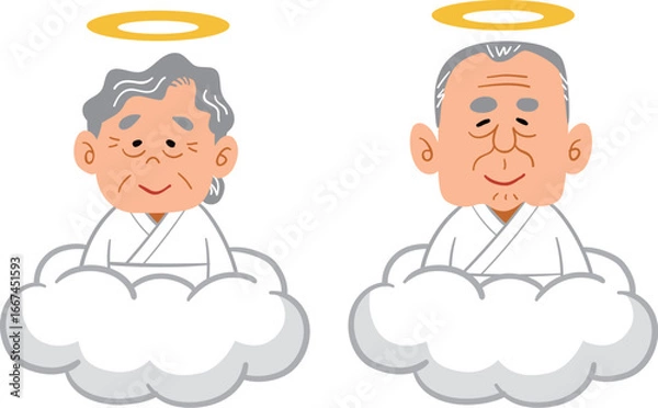 Obraz 天国で微笑むおじいちゃんとおばあちゃん