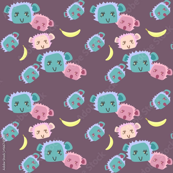 Fototapeta cute child pattern with monkeys