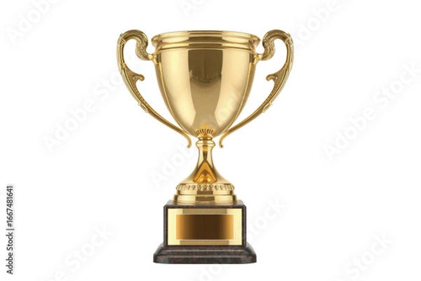 Fototapeta golden trophy cup isolated on white background.