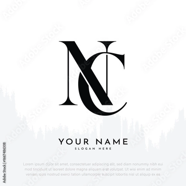 Obraz NC CN initial handwriting and luxury monogram logo