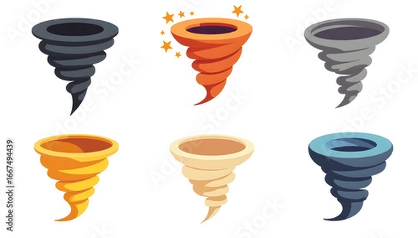 Fototapeta Set of colorful tornado or cyclone icons. Generative AI