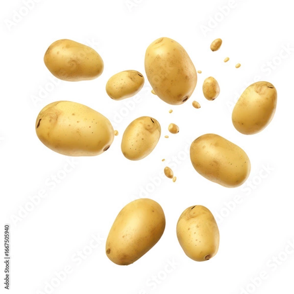 Obraz A group of potatoes scattered on a transparent background