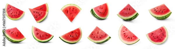 Obraz A collection of watermelon slices on a transparent background