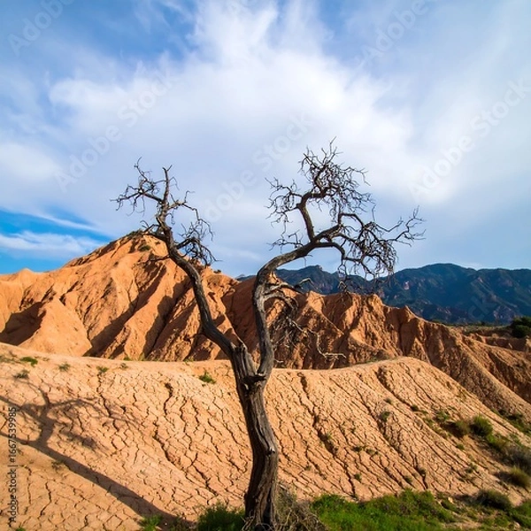 Obraz Dry, barren landscape with a lone tree
