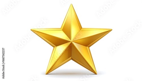 Obraz A five-pointed, gold star against a white background