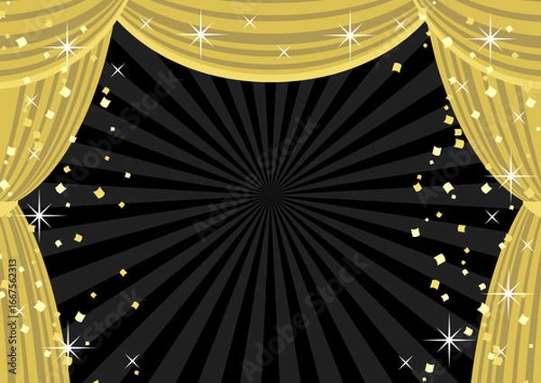 Obraz ブラックフライデー背景、横、集中線、イラスト、かわいい、金幕